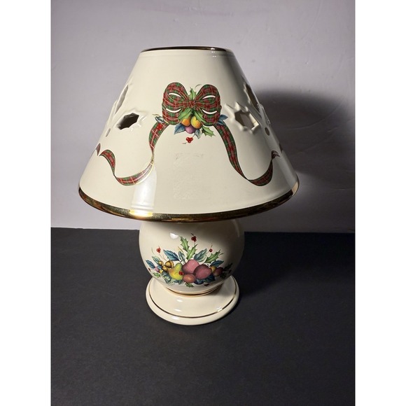 Lenox Holiday Tartan Table Candle Tea Light Lamp Shade Holly Christmas Plaid - Picture 2 of 9